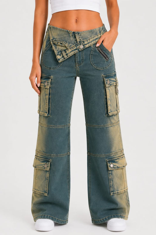 Mia Vintage Wash Cargo Jeans