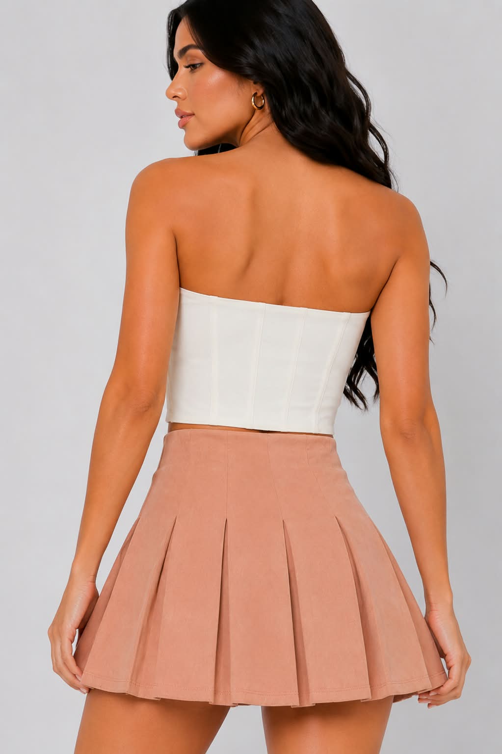 Rose Blush Pleated Mini Skirt