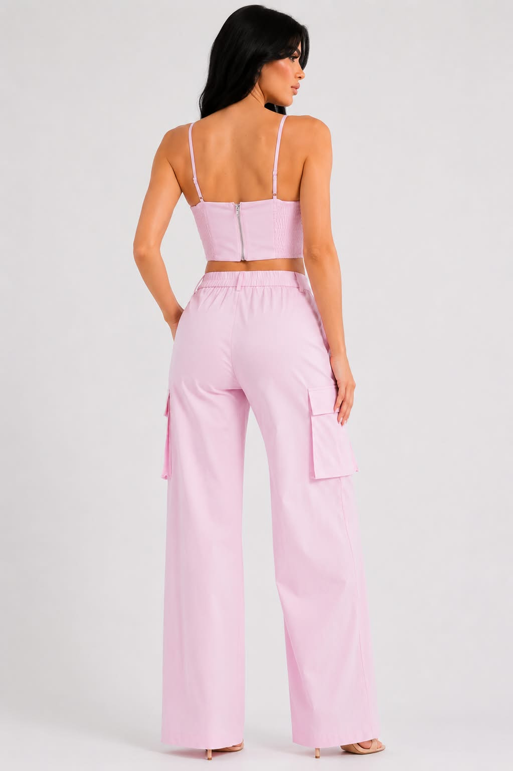 Barbie Pink Corset & Wide-Leg Cargo Pants Set