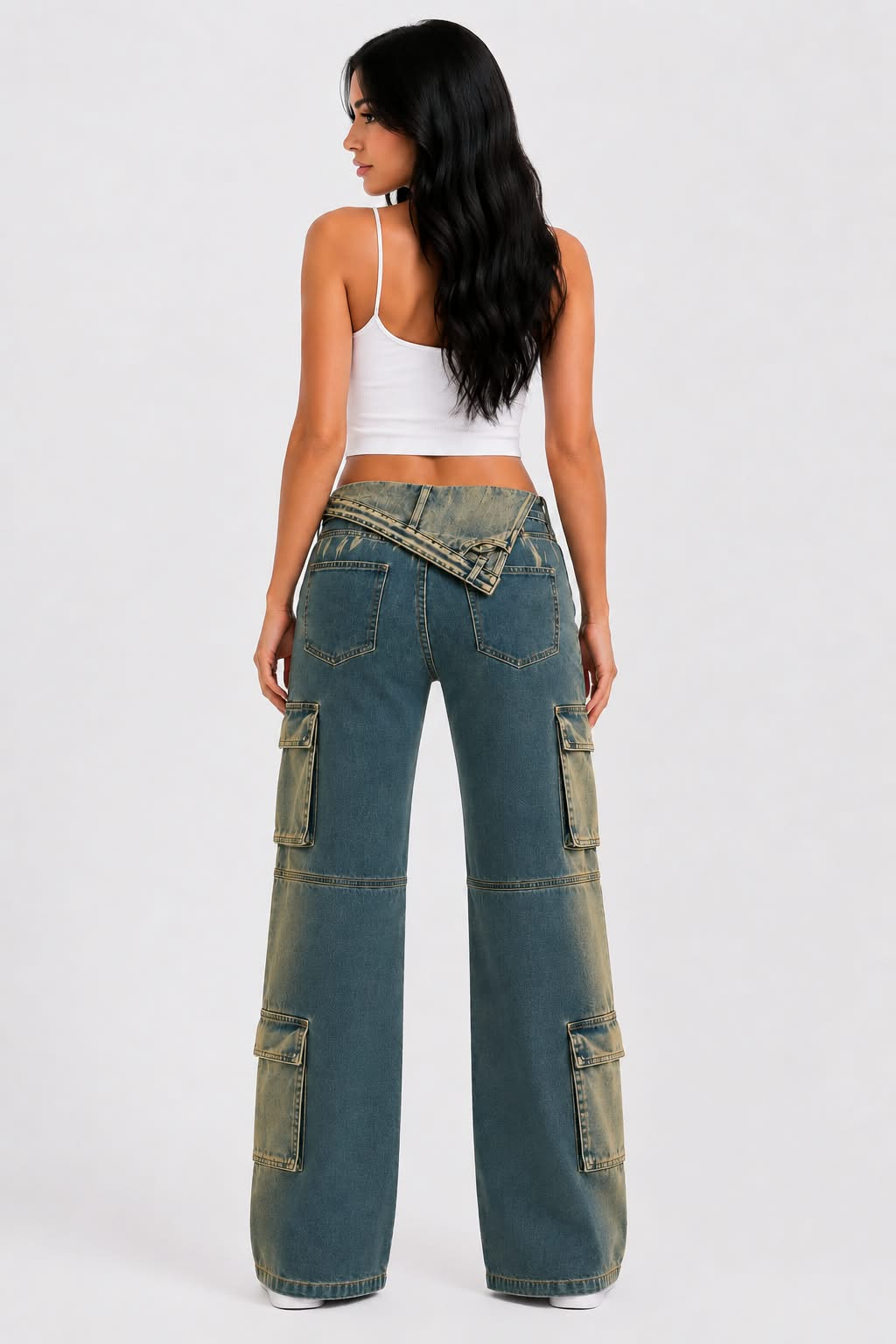 Mia Vintage Wash Cargo Jeans