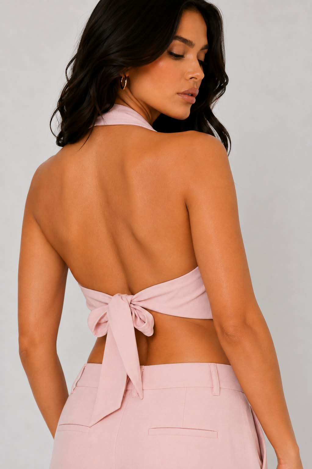 Glam Gold Clasp Halter Top