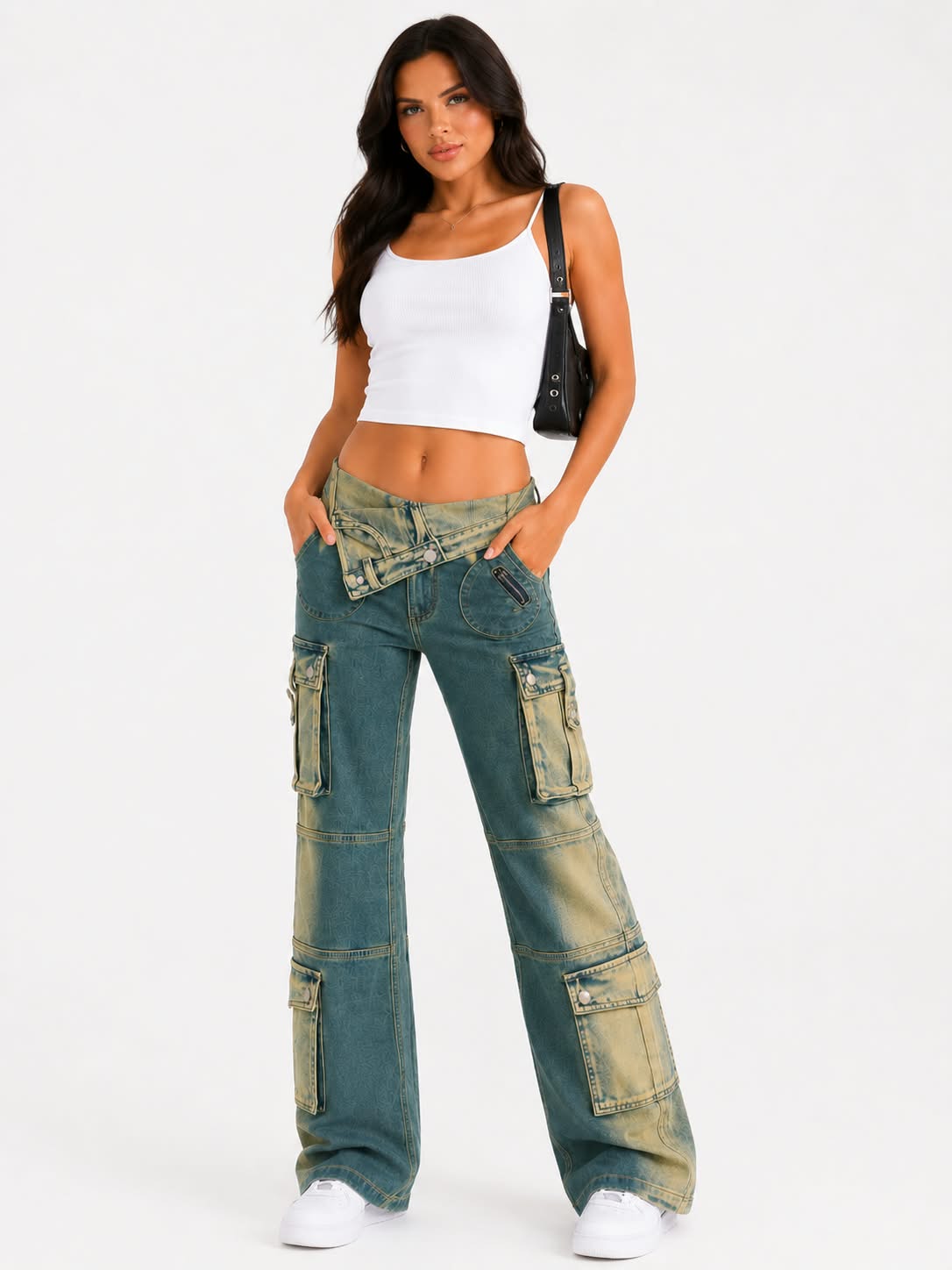Mia Vintage Wash Cargo Jeans
