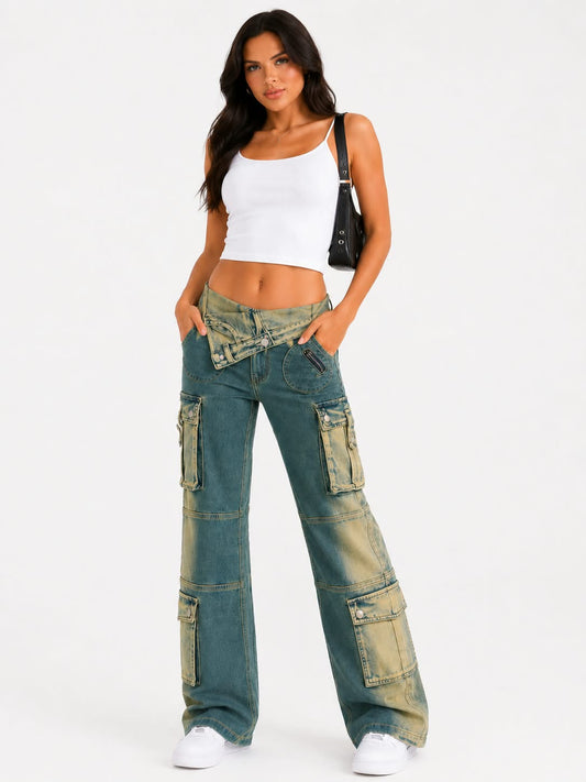 Mia Vintage Wash Cargo Jeans