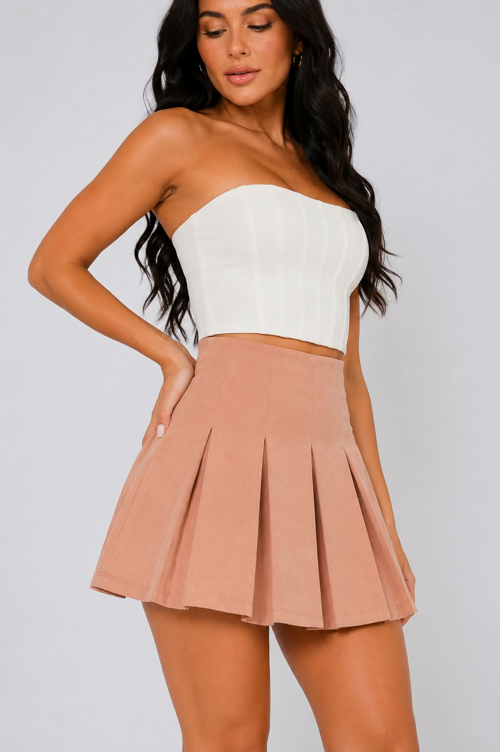 Rose Blush Pleated Mini Skirt