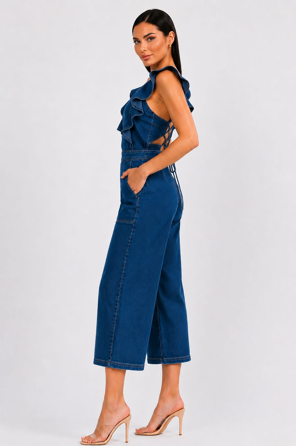 Sienna Ruffle Denim Jumpsuit