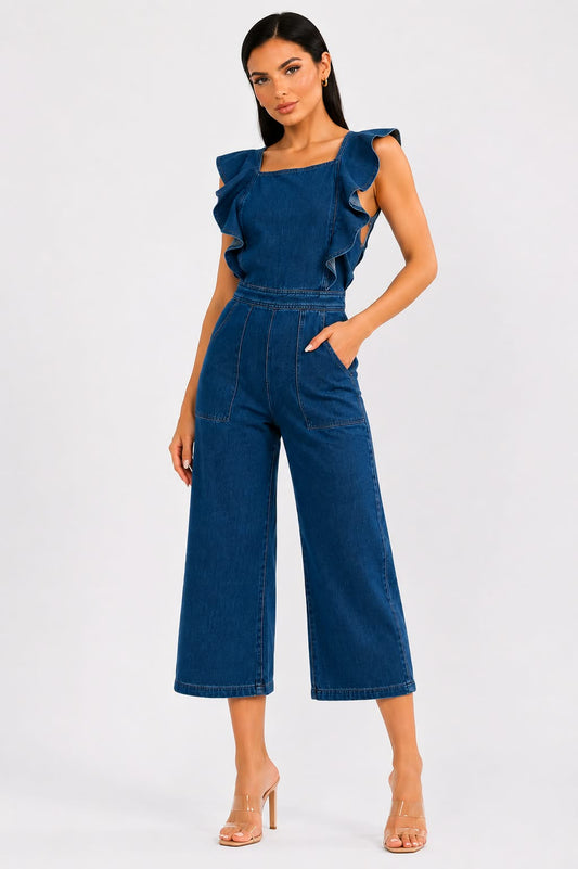 Sienna Ruffle Denim Jumpsuit