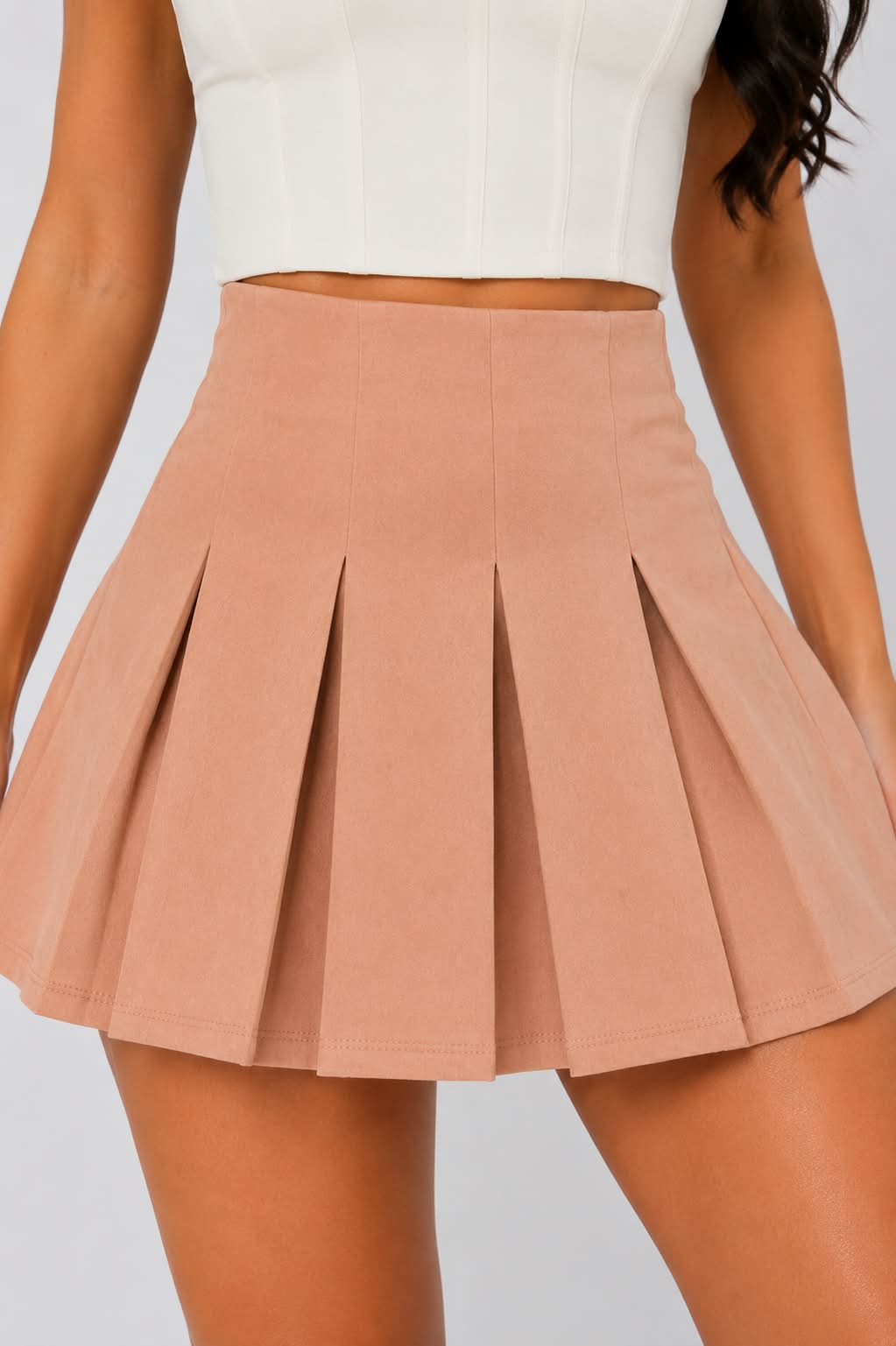 Rose Blush Pleated Mini Skirt